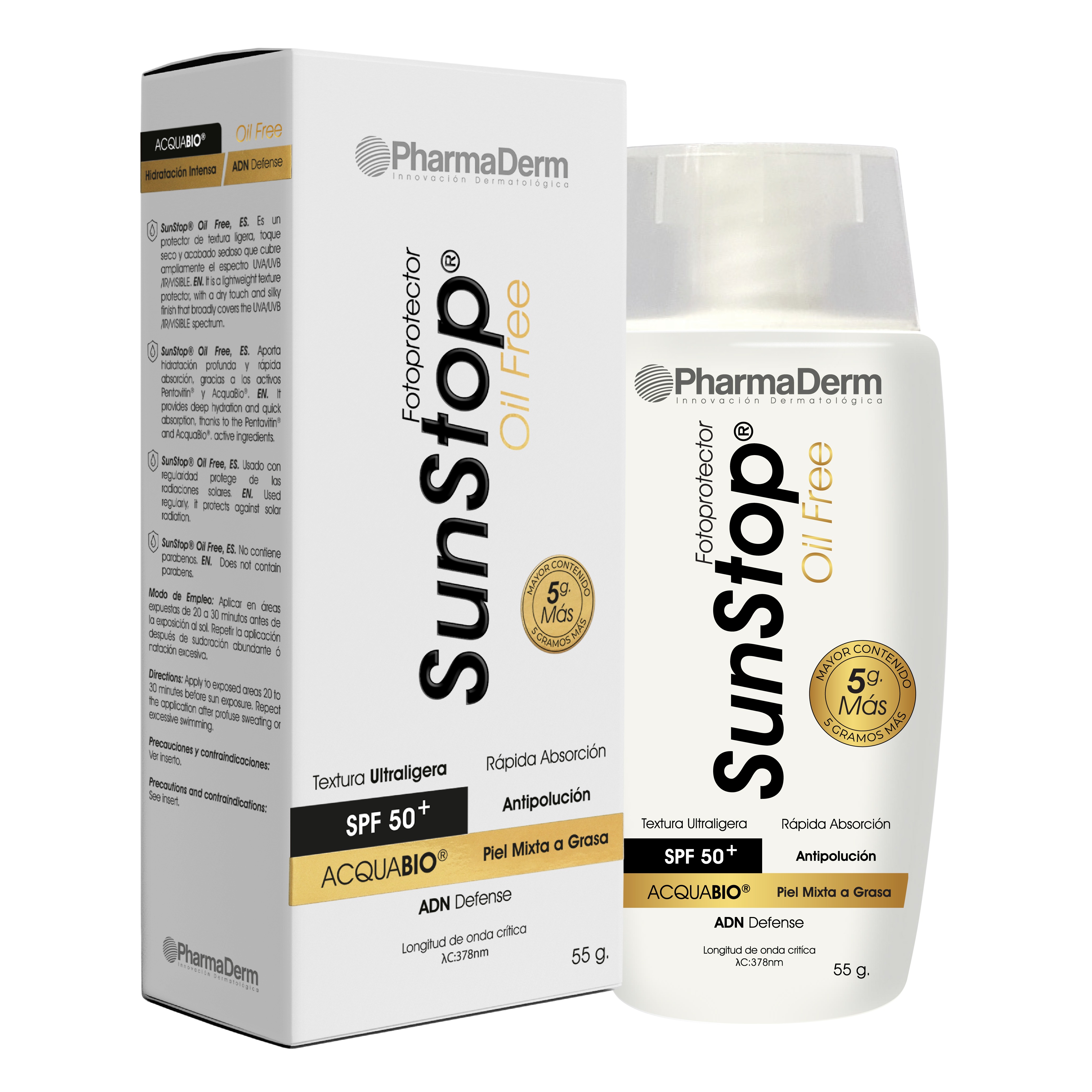 SUNSTOP OIL FREE SIN COLOR SPF 50+ X 55GR PHARMADERM