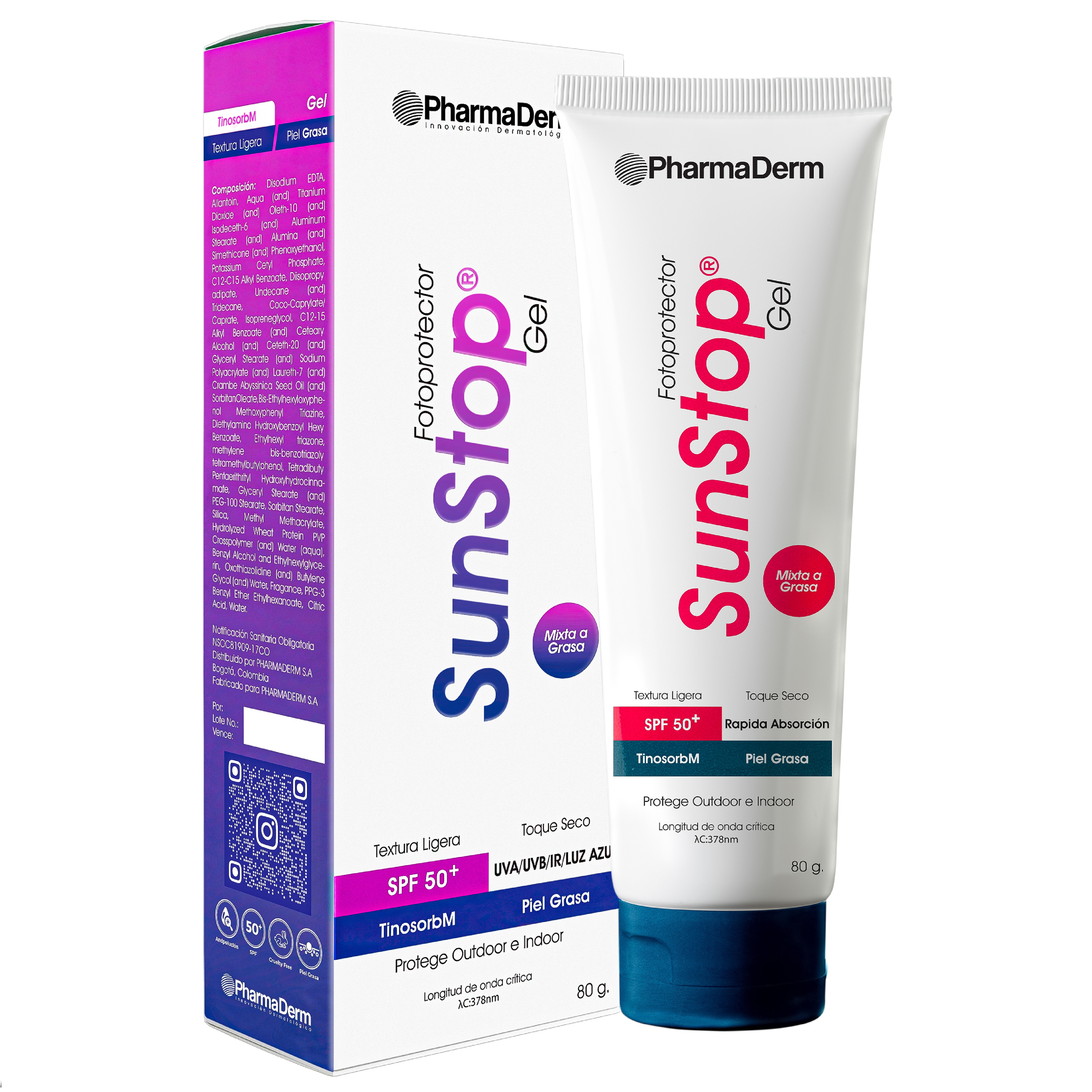 SUNSTOP GEL SPF 50+ X 80gr PHARMADERM