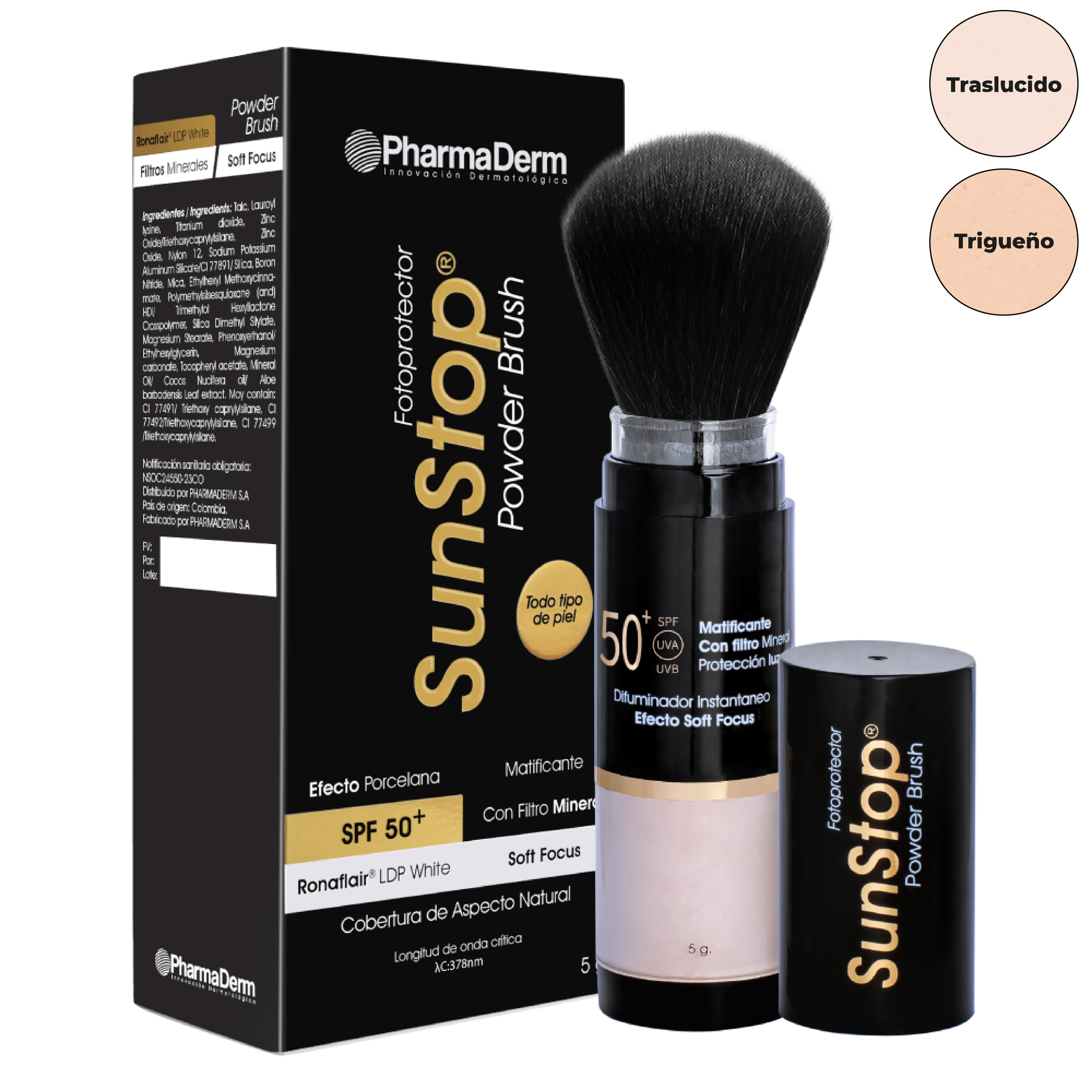 SUNSTOP POWDER BRUSH 50+ TRIGUENO X 5GR PHARMADERM